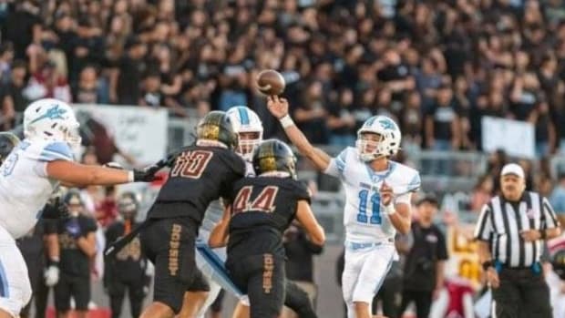 Corona del Mar QB Kaleb Annett action 2 courtesy of David Woolbert 11-2023112220237